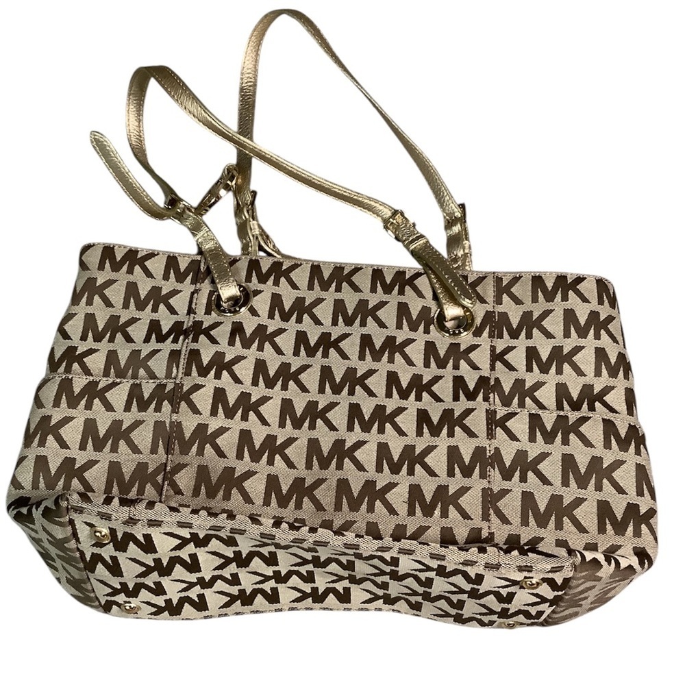 Michael Kors Brown and Gold Monogram Tote - Picture 2 of 6